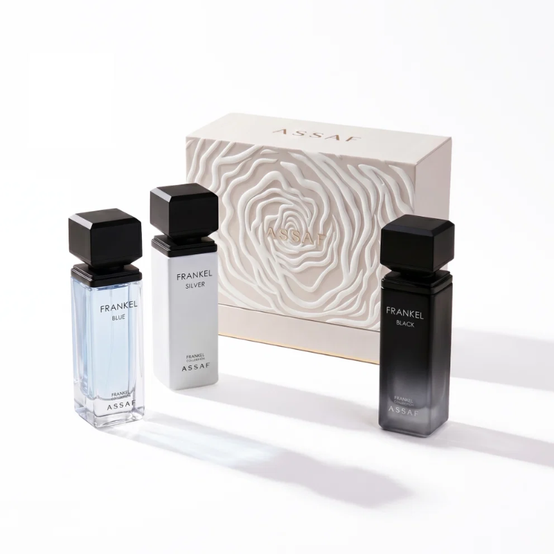 ASSAF Frankel Elixir Collection  ( 3 x 25ml Eau De Parfum  )– Black, Blue & Silver