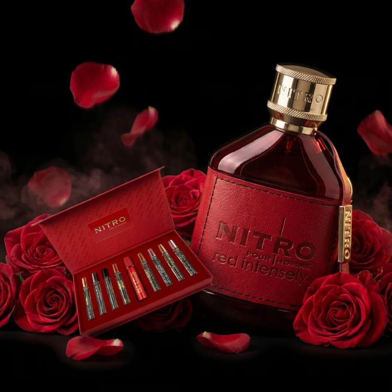 Nitro Red Intensely 100ml Extrait De Parfum + Nitro Discovery  Collection Gift Set ( 9x10ml ) By Dumont Paris